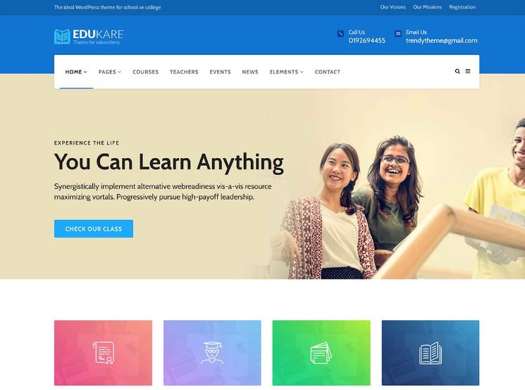 Thiết kế website giáo dục - trường học với màu sắc hài hòa